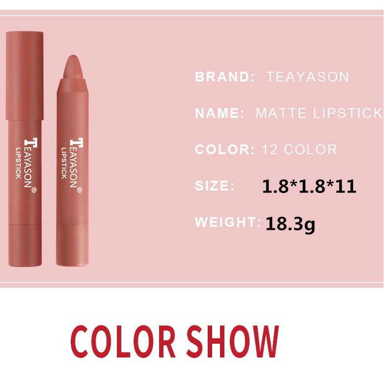 Teayason ลิปสติก เนื้อแมตต์กํามะหยี่ กันน้ํา 12 สี เซ็กซี่ สีแดง สีน้ําตาล สีนู้ด ราคา ถูกที่สุด ดีลบีเคเค แกลเลอรีภาพที่ 7