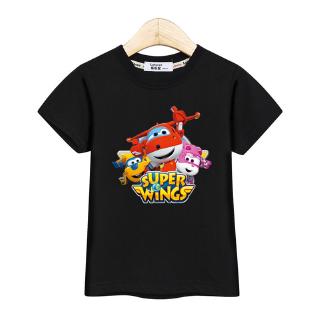 DRG 100%Cotton Super Wings Shirt Boys Summer Short Sleeve T-shirt Kids Jett Clothes Fashion Cotton Tops Girl Tees