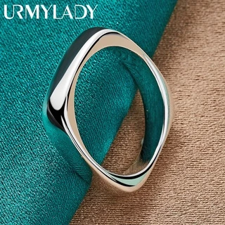Urmylady แหวนเงินแท้ 925 ทรงกลม เรียบหรู เครื่องประดับแฟชั่น สําหรับผู้หญิง ผู้ชาย งานหมั้น งานแต่งงาน