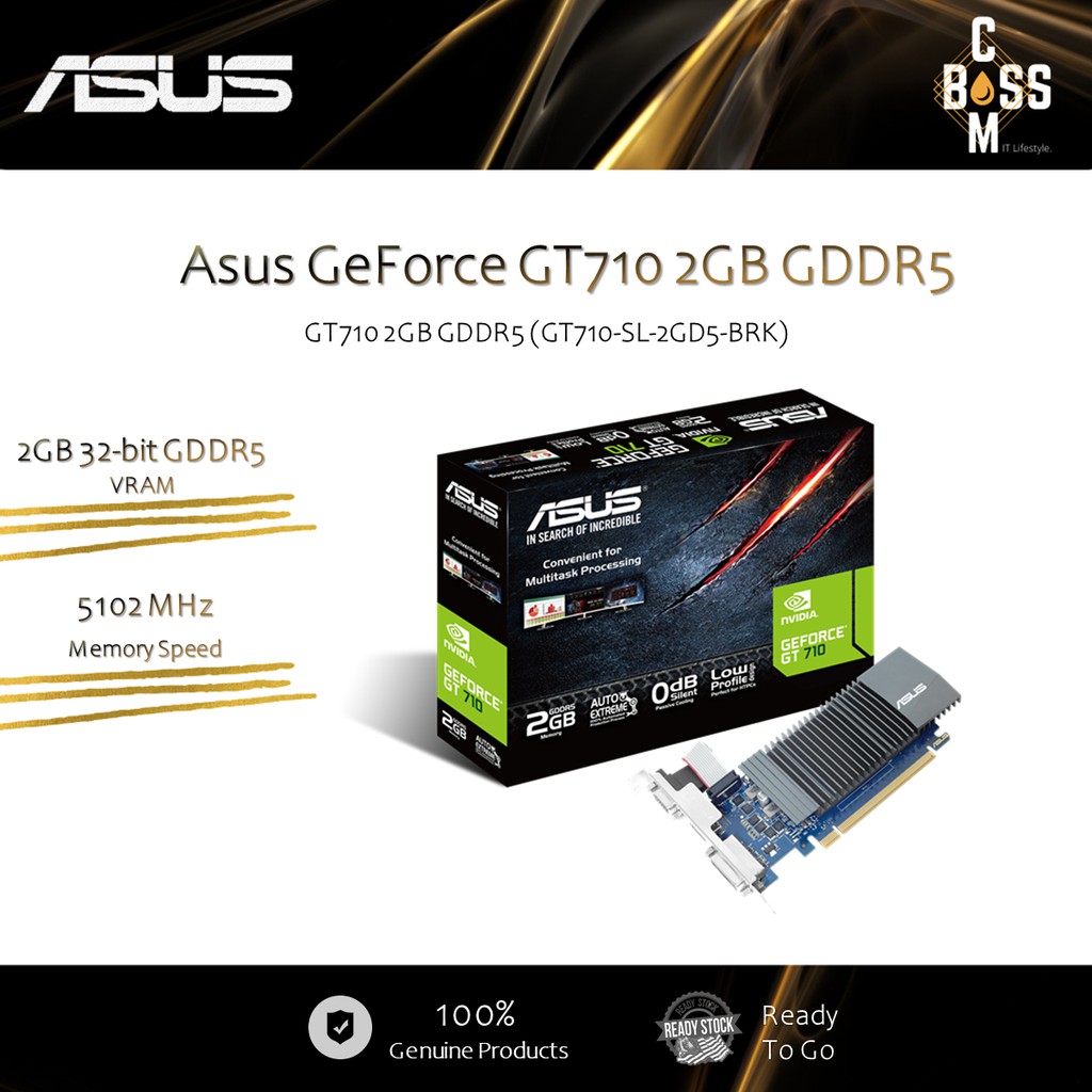 กราฟิกการ์ด Asus GeForce GT710 2GB GDDR5 (GT710-SL-2GD5-BRK)