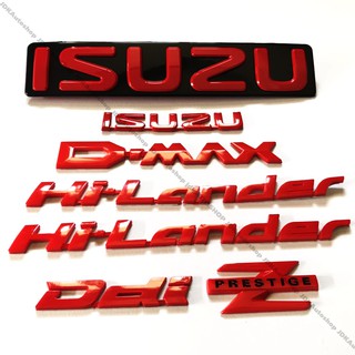 ชุด ป้ายโลโก้ 3D รอบคัน อีซูซุ ดีแม็ก ไฮ-แลนเดอร์ ดีดีไอ แซท เพรสทีจ All new ISUZU D-MAX Hi-Lander Ddi Z Prestige สีแดง