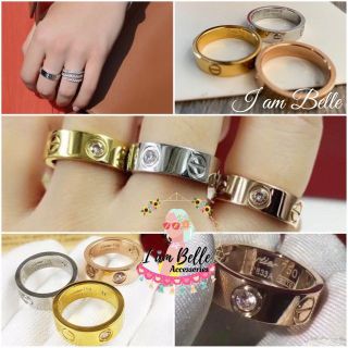 CT1💍แหวนสแตนเลส LOVE ลายนอต &amp; นอตสลับเพชร ✨❣️(#Stainless Steel)