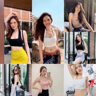 สื้อครอป คล้องคอ เสื้อคอเหลี่ยม ตัวจิ๋ว  !!!รุ่นมีฟองน้ำค่ะ!!! โชว์หลัง แซ่บมากกขอบอกเลย