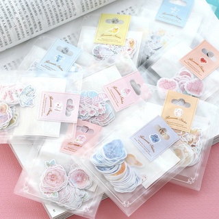 70pcs Kawaii Romantic Stickers Painted Watercolor Diary Photo Decoration Stickers School Stationery