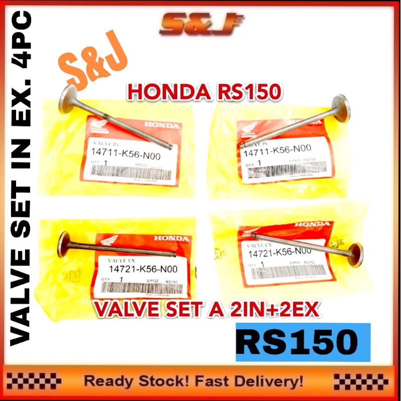 HONDA RS150 RS150R RSX WINNER ชุดวาล์วใน EX INTAKE EXHAUST 4PC + ซีลวาล์ว 4PC RS 150