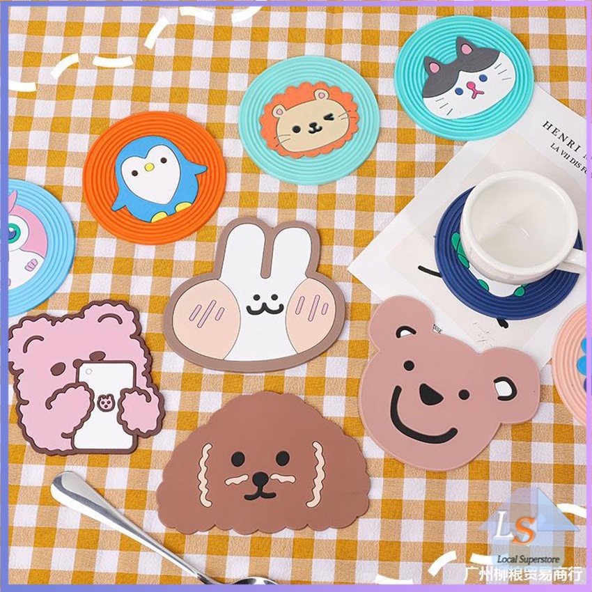 ที่รองแก้ว PVC ลายการ์ตูน วัสดุกันลื่น ​ล้างได้  ทนความร้อน Cartoon PVC Coaster