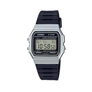 CASIO นาฬิกาข้อมือ สีเงิน/ดำ สายเรซิน รุ่น F-91WM-7ADF