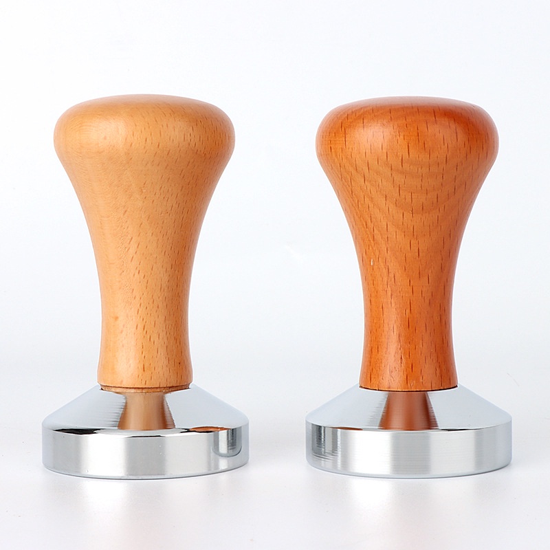 ไม้ 58 มม./53 มม./51 มม. สแตนเลส Espresso Coffee Tamper ผงกดกาแฟ Leveler เครื่องมือค้อน