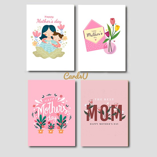 การ์ดอวยพรวันแม่ (Mother’s Day) มีให้เลือก 4 แบบ พร้อมซอง
