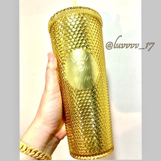 Starbucks Tumbler China Gold Bling Diamond studded 24oz Straw Cold cup.