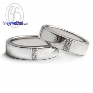 Finejewelthai แหวนคู่-แหวนเพชร-แหวนเงินแท้-แหวนแต่งงาน-Couple Ring-Diamond-CZ - RC1420cz (เลือกไซส์และสีตัวเรือนได้)