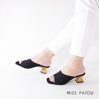 สีดำ MISS PATOU (1P05002) รองเท้าส้นสูงสวมง่าย