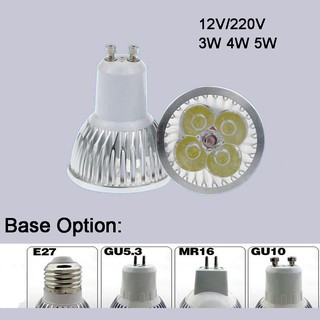 หลอดไฟสปอตไลท์ LED อลูมิเนียม E27 E14 MR16 GU5.3 GU10 AC 220V AC DC 12V 3W 4W 5W ความสว่างสูง