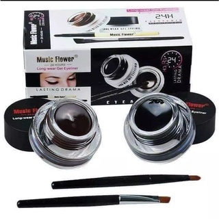 M1007 เจลเขียนคิ้ว Music Flower Eyeliner Gel เขียนคิ้ว + อายไลเนอร์ 2 ตลับ กันน้ำ 24 ชม เจลคิ้ว ติดทนนาน เจลอายไลเนอร์