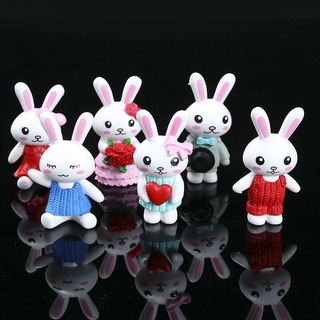 โมเดลกระต่าย น่ารัก ชุด 6 ตัว ครอบครัวกระต่าย Rabbit (สินค้าจากจีน)