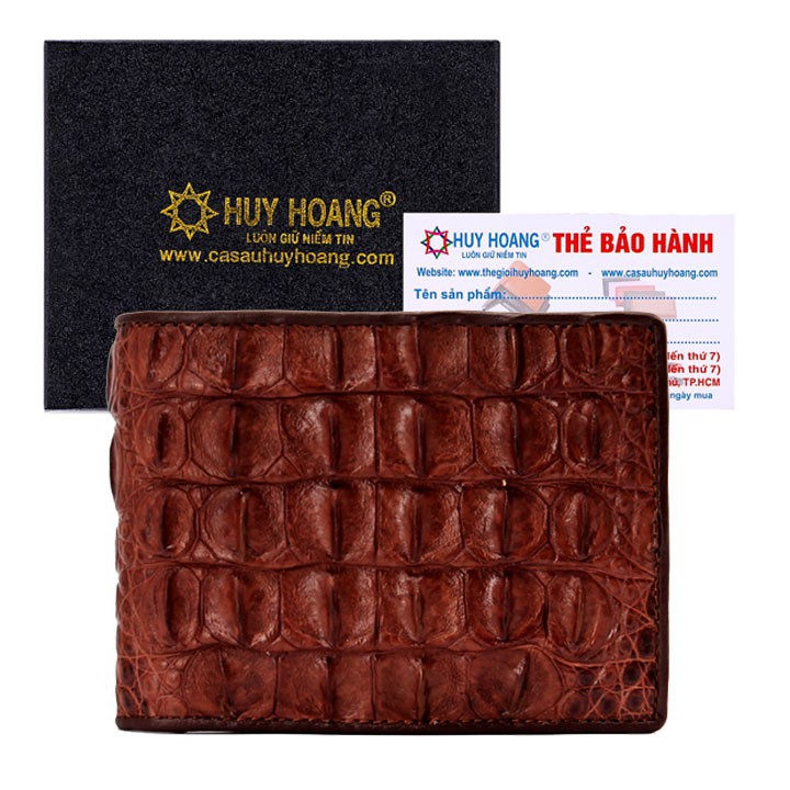 กระเป๋าสตางค์หนังจระเข้สีน้ําตาลแดงผู้ชาย HF2211