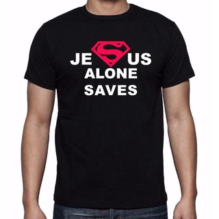 เสื้อยืด พิมพ์ลายพระเยซู Alone Saves Christian Theme Love God Bible สําหรับผู้ชายS-5XL