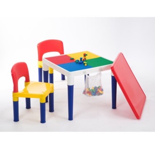 โต๊ะต่อบล๊อกเลโก้ Delsun Lego 2in1 Construction Table Set พร้อมเก้าอี้ 2 ตัว และตัวต่อ 100 ชิ้น