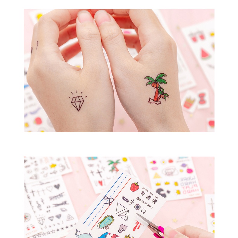 INEXSHOP - สติ๊กเกอร์แทททูแบบมินิมอล สติ๊กเกอร์แทททู แทททูน่ารัก แผ่นแปะแทททู แทททูมินิมอล sticker tattoo 30 ชิ้น