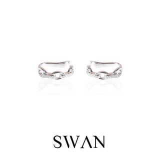 SWAN - Chain Cuff ต่างหูหนีบเงินแท้ ไม่ต้องเจาะ ดีไซน์โซ่ ฝังเพชรคิวบิกเซอร์โคเนีย cubic zirconia