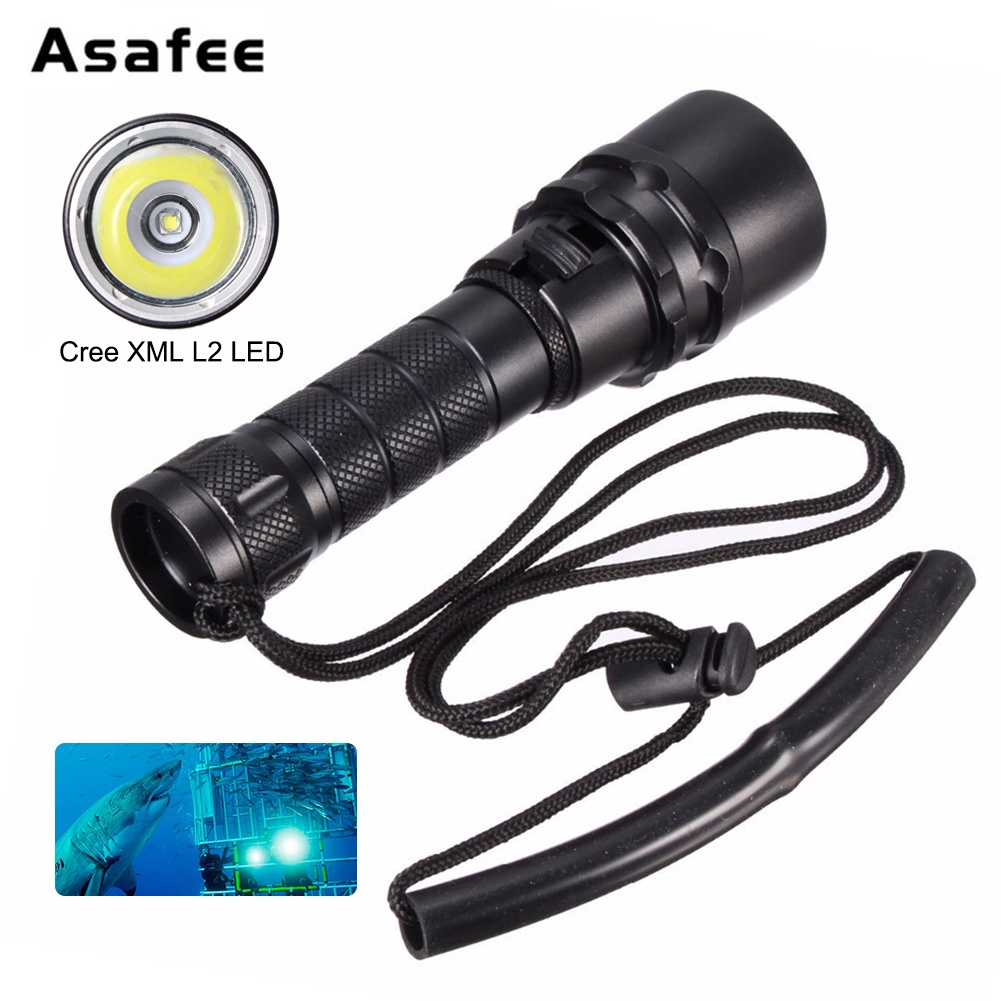 Asafee2500 Lumens FL00 ไฟฉายสามมิติ 1 * Xm-L2/(T6) ไฟฉายดําน้ํา Led ขนาดเล็กใต้น้ําดําน้ํา 100m18650