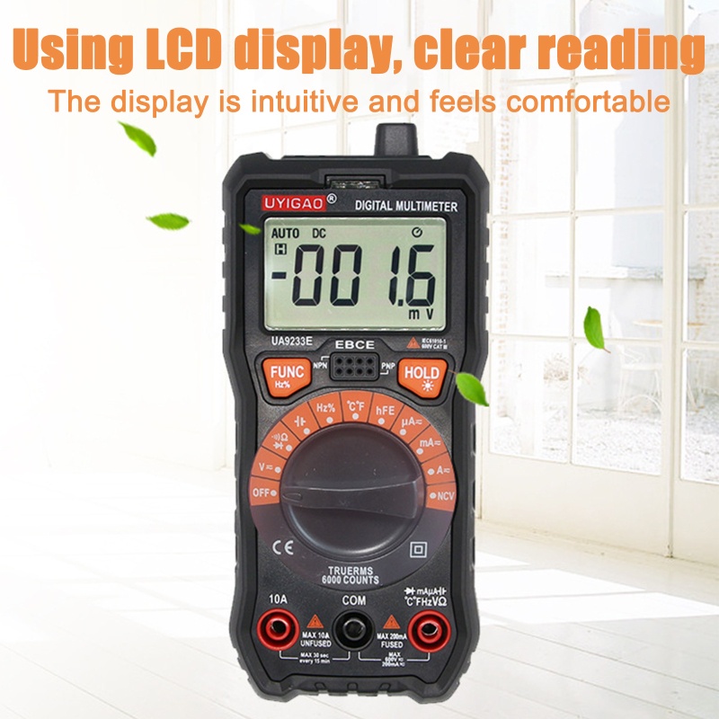 ღcom* 6000 Counts Digital Multimeter Auto-ranging Amp Voltage Tester for Electrician #8