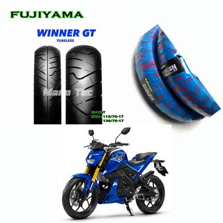 ยางนอก FUJIYAMA  ลาย WINNER  สำหรับ R15  /   M Slaz หน้าTL 110/70-17 / หลังTL 130/70-17