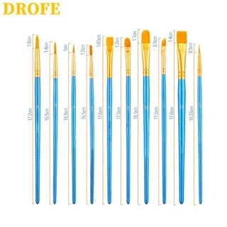 DROFE แปรงไนล่อน Gouache พู่กันสีน้ำอะคริลิค สำหรับเพ้นท์ตามจำนวน (แพ็ค 10 ชิ้น/แพ็ค 6)