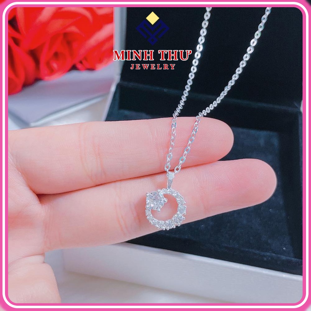 สร้อยคอผู้หญิงเงินแท้ 925 หน้ากลมและหินคริสตัล MINH THU JEWELRY MTD8030