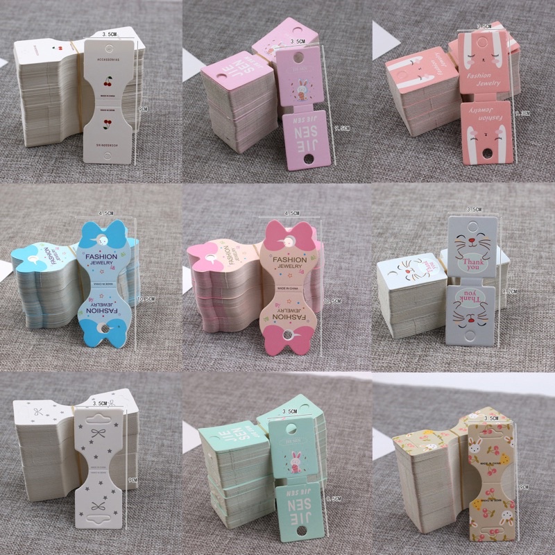 🧡พร้อมส่ง🧡แป้นกระดาษ แป้นยางรัดผม หัวกระดาษ ป้ายห้อย 100 แผ่น