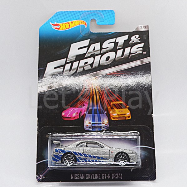 รถเหล็ก Hot wheels NISSAN SKYLINE GT-R (R34) (Fast & Furious) หางเทา (ib31)