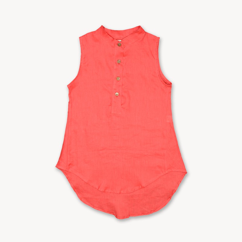 เสื้อทรงยาวคอจีน เด็กผู้หญิงหญิง แขนกุด KG.SH.FA023-ORS โอลโรส