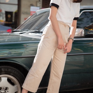 Posh.bkk Tube Trousers กางเกง5ส่วน เอวสูง ขากระบอกใหญ่ ขาเต่อ ทรงสวย พร้อมส่ง 2 สี