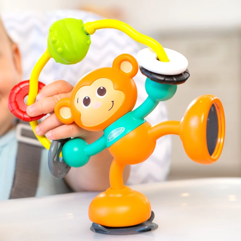 Infantino : STICK & SPIN HIGH CHAIR PAL - ของเล่นสำหรับติดเก้าอี้ทานข้าว-ลิง thumbnail 6