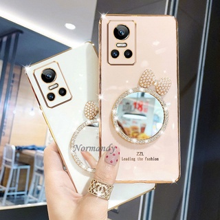 เคสโทรศัพท์ Casing Realme GT NEO 3 3T Neo2 2 Pro GT Master Edition 5G Handphone Case Girl Style Fashion Flash Drill Bow Tie Makeup Mirror TPU Soft Cover Full Camera Shockproof Protective Case เคส