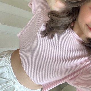 🥨Crop top pastel 🧸🫑🧋🍟เสื้อครอป ผ้าร่อง สีหวานละมุน