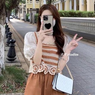 𝙁.𝙔 𝙨𝙩𝙪𝙙𝙞𝙤𝙨  พร้อมส่ง NO.175 ☆NEW ARRIVALS ☆เสื้อแขนสั้นผ้าฉลุลายลูกไม้น่ารักๆ สไตล์เกาหลี สำหรับผู้หญิง