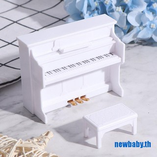 【 Newbaby 】เปียโนสีขาวจิ๋ว 1:12 พร้อมเก้าอี้ดนตรี สําหรับบ้านตุ๊กตา