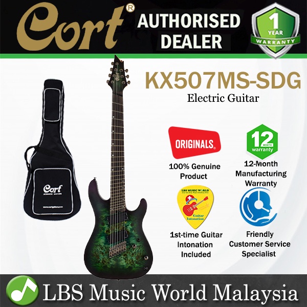 Cort KX507MS Multi Scale 7 String กีตาร์ไฟฟ้า Poplar Burl Top Fishman HH Pickup พร้อมกระเป๋า - Star 