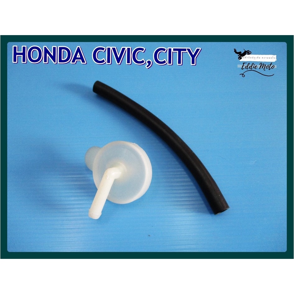 COOLANT CAP SET PLASTIC WHITE & TUBE Fit For HONDA CIVIC CITY (1996-2000) // ฝาปิดกระปุกพักน้ำ(เกลียวขอบใหญ่)
