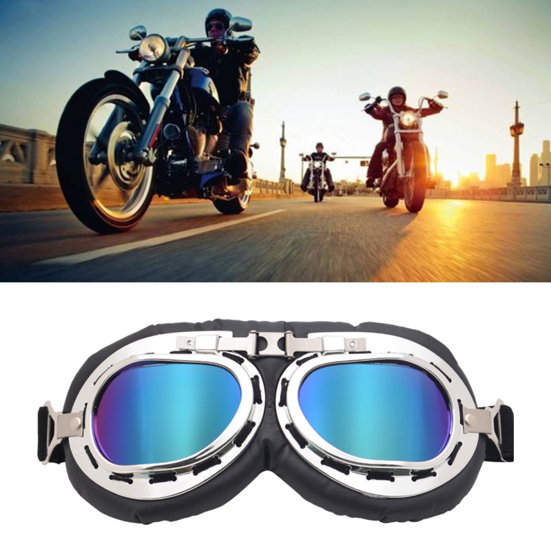 AMOONA Retro Motorcycle Goggles Aviator Vintage Glasses Cruiser Scooter Flying Glasses