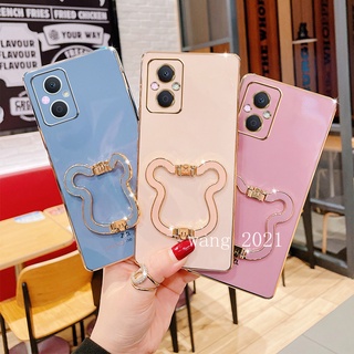 In Stock Soft Case เคส OPPO Reno8 T / Reno 8 T 5G Reno 7 Z 5G 4G Reno7 Pro Slim Luxury Phone Cover with High Quality Folding Bear Bracket Casing เคสโทรศัพท