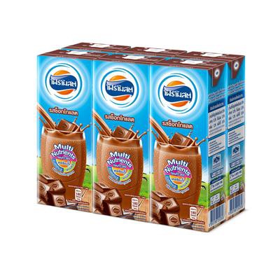 นม UHT รสช็อกโกแลต 225 มล. (แพ็ค6กล่อง) โฟร์โมสต์ Chocolate flavored UHT milk 225 ml. (Pack of 6 boxes) Foremost