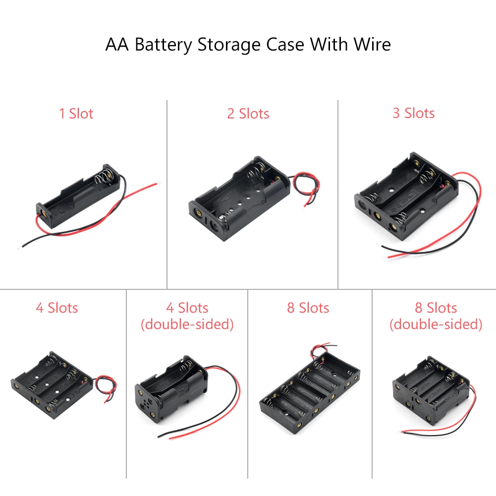 New 1 2 3 4 8 Slots AA Battery Case Box AA LR6 HR6 Battery Holder Storage Case With Lead Wire Bateri