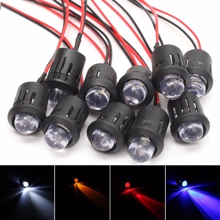 ใหม่ หลอดไฟ LED 12V 10 มม. กันน้ํา สว่างมาก สีใส 10 ชิ้น