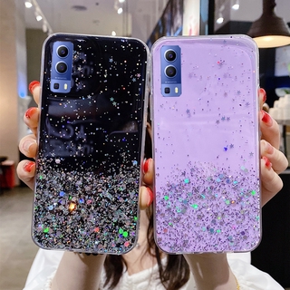 VIVO Y72 5G 2021 เคส Star Silver Foil Sequins Glitter Phone Case Transparent Soft TPU Back Cover VIVO Y72 5g Case เคสโทรศัพท