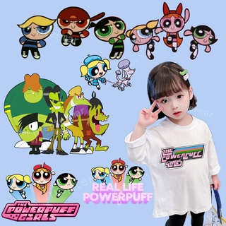 แผ่นแพทช์รีดร้อน ลายการ์ตูน The Powerpuff Girls DIY สําหรับตกแต่งเสื้อผ้า เสื้อยืด