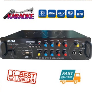 MBA แอมป์ขยาย เครื่องขยายเสียง AC/DC Digital Karaoke Audio Amplifier รองรับบลูทูธ USB AUX VCD CD FM รุ่น AV-268A (D12)