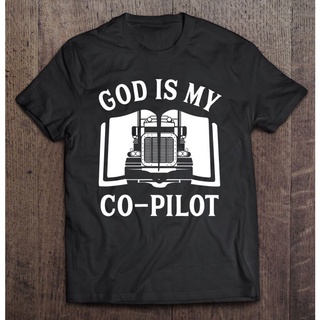 เสื้อยืด โอเวอร์ไซซ์ พิมพ์ลาย Christian God Co Pilot Trucker Truck Driver สําหรับผู้ชายS-5XL