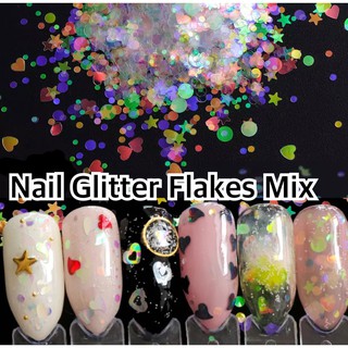 🪴กลิตเตอร์ กากเพชรแต่งเล็บ Nail Glitter Flakes Mix